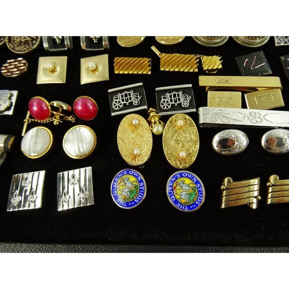 Huge Lot of Cufflinks 35 Pairs Vintage and Designer Cuff Links w Tray - Picture 7 of 8